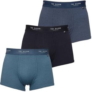 Ted Baker 3-Pack Katoenen Trunk, Marineblauw/Donker Denim/Echt Teal, M