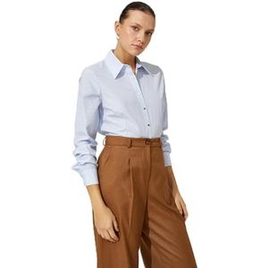 Koton Basic shirt voor dames, lange mouwen, metalen knopen, katoen, Blue Stripe (01k), 38