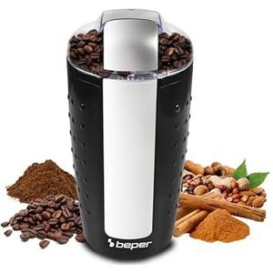 BEPER BP.581 Koffiemolen, specerijenmolen, notenmolen, ABS, 250W, roestvrijstalen messen, Pulse-knop, transparant deksel, koffiebonen, fruit en zaden