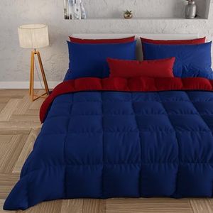 PETTI Artigiani Italiani - Dekbed voor tweepersoonsbed, dekbed voor tweepersoonsbed, eenkleurig, dubbelzijdig, bloemenpatroon, bordeaux, 100% Made in Italy