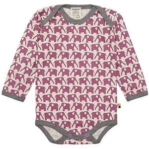 loud + proud Uniseks babybody lange mouwen met olifantenprint, GOTS-gecertificeerd T-shirt, grape, 74/80 cm