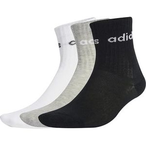 adidas Uniseks-Kind LINEAR KIDS CREW 3 PAIRS PER PACK SOCKS, white/medium grey heather/black, 3-4 Years