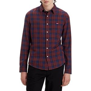 Levi's Long-Sleeve Battery Housemark Slim Shirt Mannen, Scale 1 Red Mahogany, S