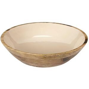 HOME DECO FACTORY, KA0572, Dune Uni mango wood salad bowl, elegant and natural design, ideal for salads and various dishes, easy to maintain, diameter 33 cm, beige brown color