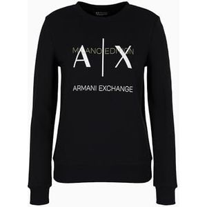 Armani Exchange Women's Milano Edition Crewneck Pullover Sweatshirt Black L, zwart, L