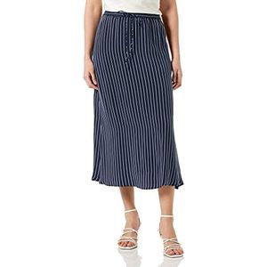 Tommy Hilfiger Dames Cupro Rope STP Midi Rok Fit & Flare, Touw Stp/Carbon Navy/Wit, 62