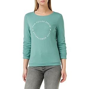 TOM TAILOR Denim Dames Sweatshirt met print met 3/4-mouwen 1021117, 13178 - Mineral Stone Blue, S