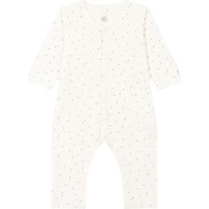 Petit Bateau A087D Sleep Well-pyjama zonder voeten, wit marshmallow/mistigri wit, maat 046 unisex baby, wit (marshmallow/blanco mistigri), Estatura 046