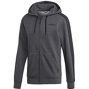 Adidas E 3S FZ FL Sweatshirt, heren, Dark Grey Heather/Black, XS