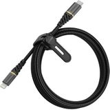 OtterBox Premium Reinforced Braided USB-C naar Lightning Cable, MFi Certified, snelle oplaadkabel voor iPhone en iPad, ultrarobuust, buig- en buigzaam getest, 2m, Zwart