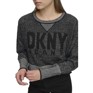 DKNY Sweatshirt met lange mouwen voor dames, zwart/ivoor, S, zwart, S
