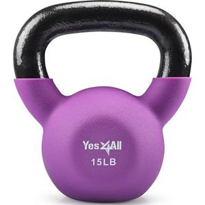 Yes4All Neopreen gecoate kettlebell gewichten, krachttraining kettlebells (6,8 kg - Willowherb)