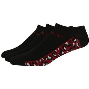 DKNY Schoensokken voor dames, dierenprint, zwart/rood, onzichtbare sokken voor trainers, maat 4-7, verpakking van 3 stuks, zwart/rode dierenprint, 37-40