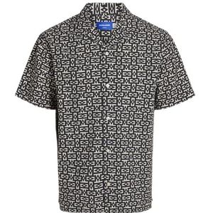 Jorluke Seersucker Resort Shirt SS LN, zwart, XS