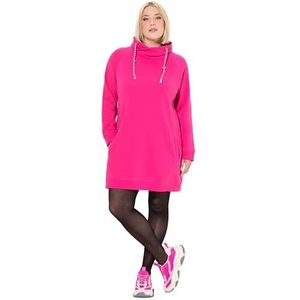 Ulla Popken - Sweatjurk - Magentapink - Dames - Lange Mouwen - Opstaande Kraag