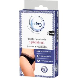 Intimy Care - Menstruatieslipje voor 's nachts - maat 36/38 - Zeer absorberend - Wasbaar en herbruikbaar - Nachtbescherming - Comfortabel polyamide - Machinewasbaar