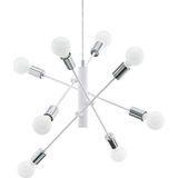 EGLO Gradoli Hanglamp, 8 lichtpunten, modern, hanglamp van metaal in wit en chroom, voor eettafel/woonkamer, E27-fitting, diameter 71 cm