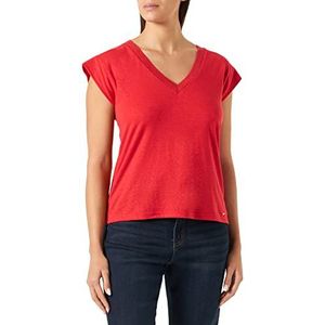 Morgan T-shirt voor dames, korte mouwen, V-hals, rood, TM, watermeloen, M