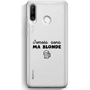 Zokko Beschermhoes voor Huawei P30 Lite Jamais zonder Mijn Blonde – zacht transparant inkt zwart
