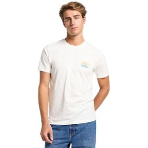 Lee - Shirt - Ecru - Jersey - Ronde Hals, Kwartmouw, Normale Pasvorm