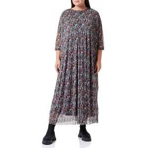 TOM TAILOR Damesjurk van gaasdoek met plissé en knoopsluiting, 32370-navy Small Tie Dye Floral, 38