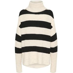 Pullover - Loose Fit - Zwart - Offwhite