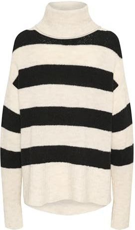 Pullover - Loose Fit - Zwart - Offwhite