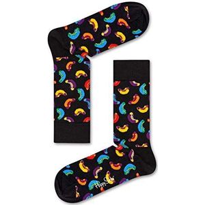 Happy Socks Hotdog, Kleurrijke en Leuke, Sokken voor Dames en Heren, Zwart-Blauw-Oranje-Geel (36-40)