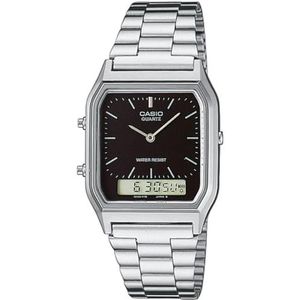 Casio AQ-230A-1DMQYES Collection Retro polshorloge, uniseks,E�én maat,Zilver/Zwart