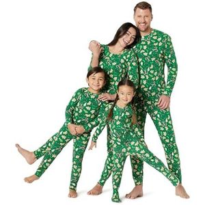 Amazon Essentials Flanellen broek en lange mouwen T-shirt pyjama set, Donkere smaragdgroene peperkoek, M