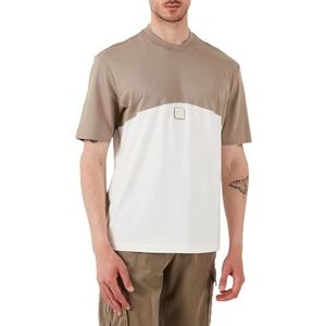 Armani Exchange Heren Utility Edge, kleurcontrast, eco-lederen logo patch,regular fit, meerkleurig, L, Roasted Cashew/Off White, L