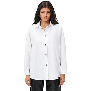Koton Dames Lange Mouwen Snap Button Oversize Shirt, 000 (wit), 34