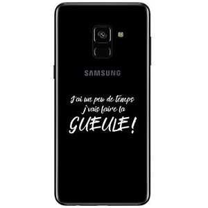 Zokko Beschermhoes voor Samsung A8 2018, J'Ai Un Peu de Temps Je Vais Faire la Gueule – zacht, transparant, zwarte inkt