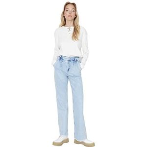 Trendyol Vrouwen Jonge Hoge Taille Rechte Pijpen 90's Wide Leg Jeans, Lichtblauw, 60