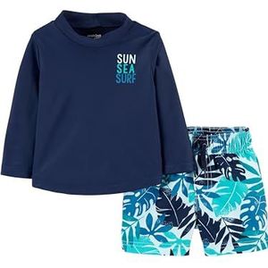 Simple Joys by Carter's 2-delige badpak voor baby's en jongens met Rashguard Rash Guard set marineblauw tropisch, 3-6 maanden (verpakking van 2)