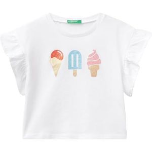 United Colors of Benetton T-shirt voor meisjes en meisjes, Wit, 110
