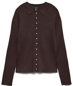 VERO MODA Vmsiri LS Poloneck Trui, Chocoladecake, M Dames, chocolade cake, M