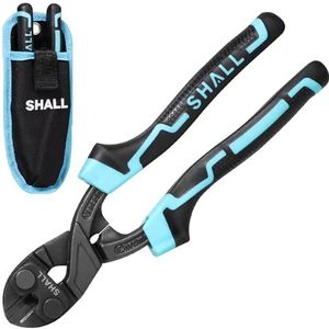 SHALL 8-inch Mini Bolt Cutter, Kleine Heavy Duty Wire Cutter, Tweekleurige Ergonomische Handvat, Grip Area voor het trekken van nagels en grijpen draden, efficiëntere hefboomwerking, riemtas