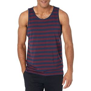 Amazon Essentials Men's Tanktop met normale pasvorm, Bordeauxrood Marineblauw Streep, XS