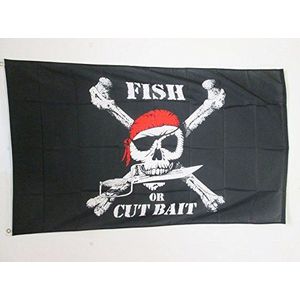AZ FLAG Piratenvlag Bandana Fish Gold Cut Bait 90 x 60 cm – vlag Capri doodskop 60 x 90 cm – vlaggen