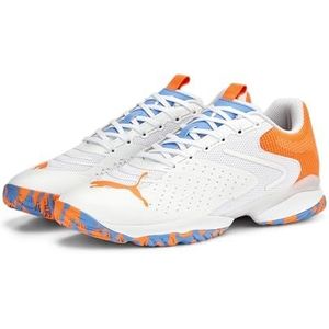 PUMA Solarattack RCT Indoor Court Schoen voor heren, Puma Wit Ultra Oranje Team Lichtblauw, 37.5 EU