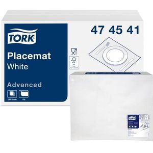 Tork 474541 Placemat Wit, 1 x 500 Placemats, 42 x 30 cm (L x B), Moderne 1-laags Papieren Placemat in Wit
