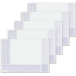 SIGEL HO355/5 Papieren Bureauonderlegger, ca. DIN A2 - extra groot, met 3-jarige kalender en weekplanner, 30 vellen, 5 stuks, veganistisch, van duurzaam papier