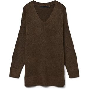 VERO MODA Dames Vmfiluca Ls V-hals Long Ga Noos pullover, Pinecone/Detail: melange, M