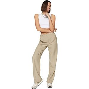 Trendyol - Damesbroek - Mink - Hoge Taille - Rechte Pijpen
