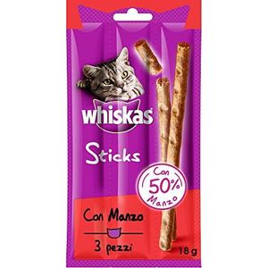 Whiskas Kattensnacks met rundvlees, 84 stuks in totaal (28 verpakkingen à 18 g)