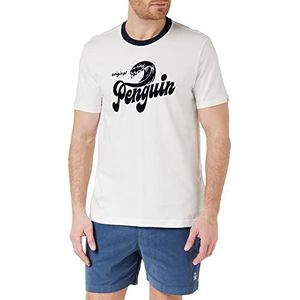 ORIGINAL PENGUIN Heren KNT Graph Tee Flocked Wave T-Shirt, Helder Wit, XL