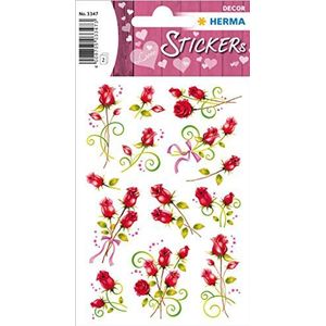 HERMA 3347 stickers rozen rood klein, 26 stuks, bloemenstickers met strik, plantenmotief, zelfklevend, etiketten voor Valentijnsdag, liefde, bruiloft, verjaardag, scrapbooking, decoratie, cadeau,