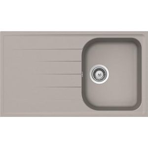 SCHOCK | Lithos D100 Keukenspoelbak, 1 wasbak met afdruipoppervlak, omkeerbare wastafel, materiaal Cristalite®, duifgrijs, 860 x 500 mm