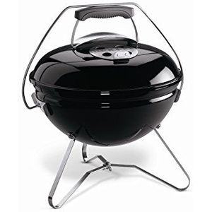 Weber Smokey Joe Premium Houtskoolbarbecue, 37 Centimeter | Draagbare Barbecue met Tuck-N-Carry Deksel En Poten Van Verguld Staal | Uitklapbare Outdoor BBQ - Zwart (1121004)